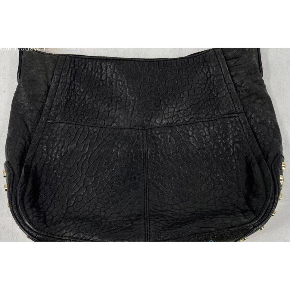 Michael Kors Black Pebbled Leather Gold Studded Shoulder Handbag Purse - Picture 2 of 11